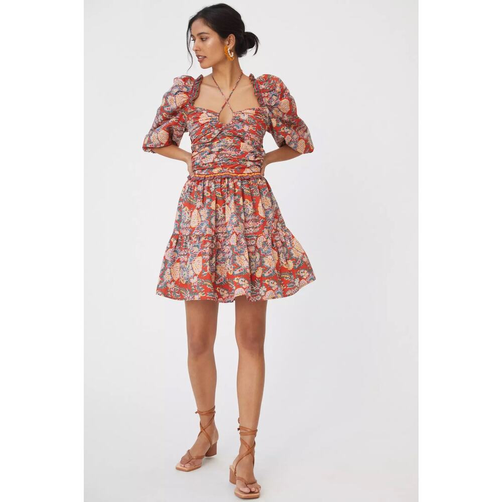Anthropologie Red Floral Mini Dress